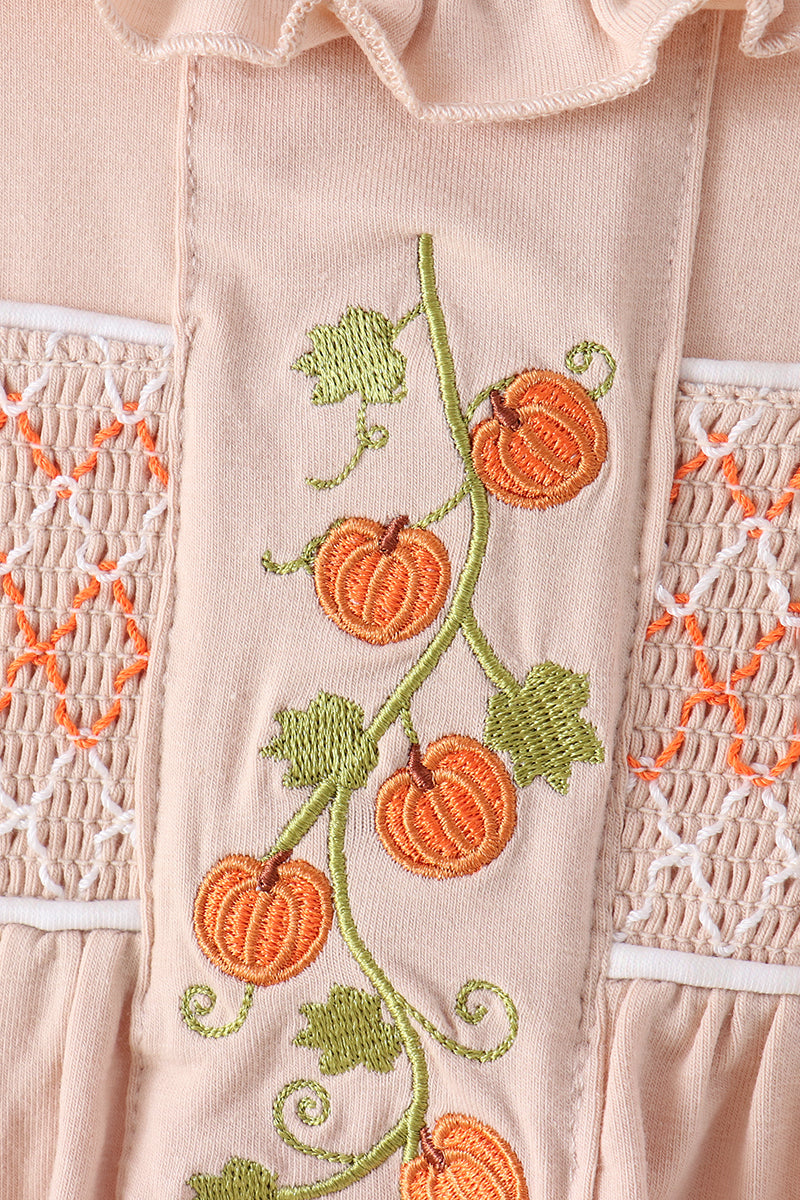 Khaki Pumpkin Smocked Bloomer dress