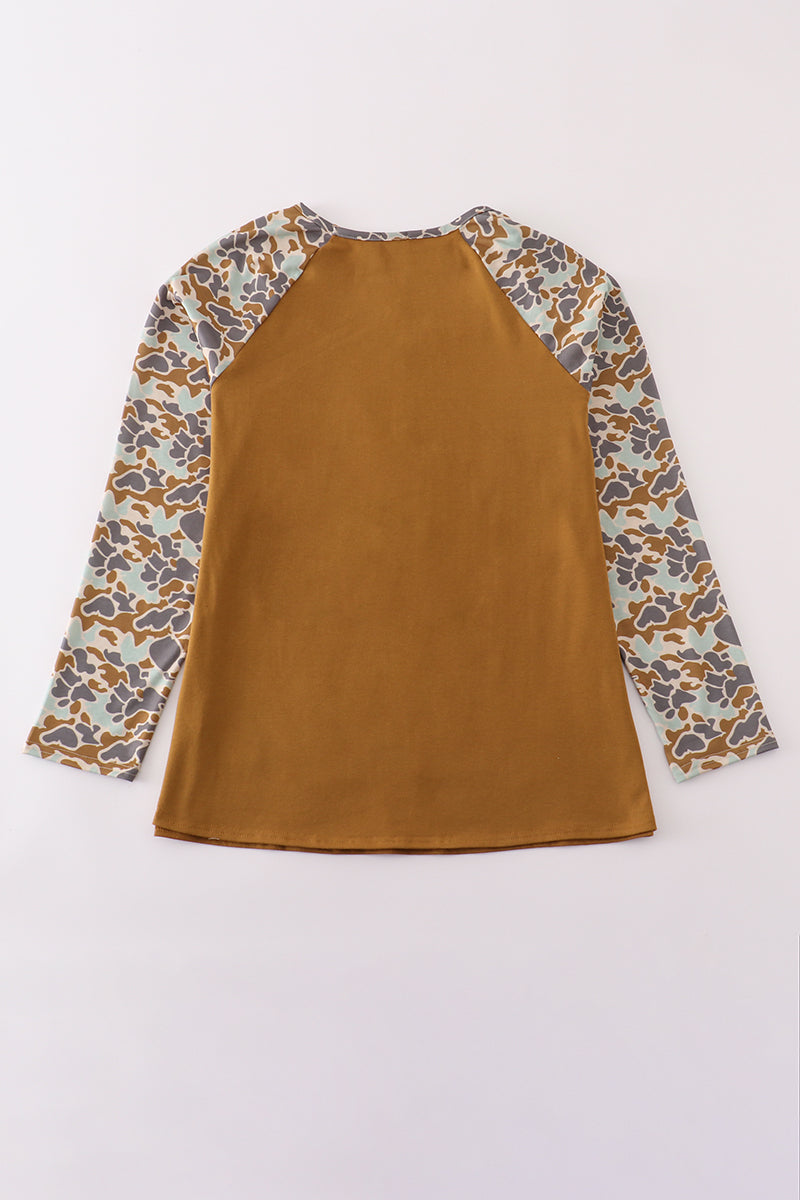 Halloween camouflage applique mom top