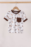 Brown zoo animal pocket top